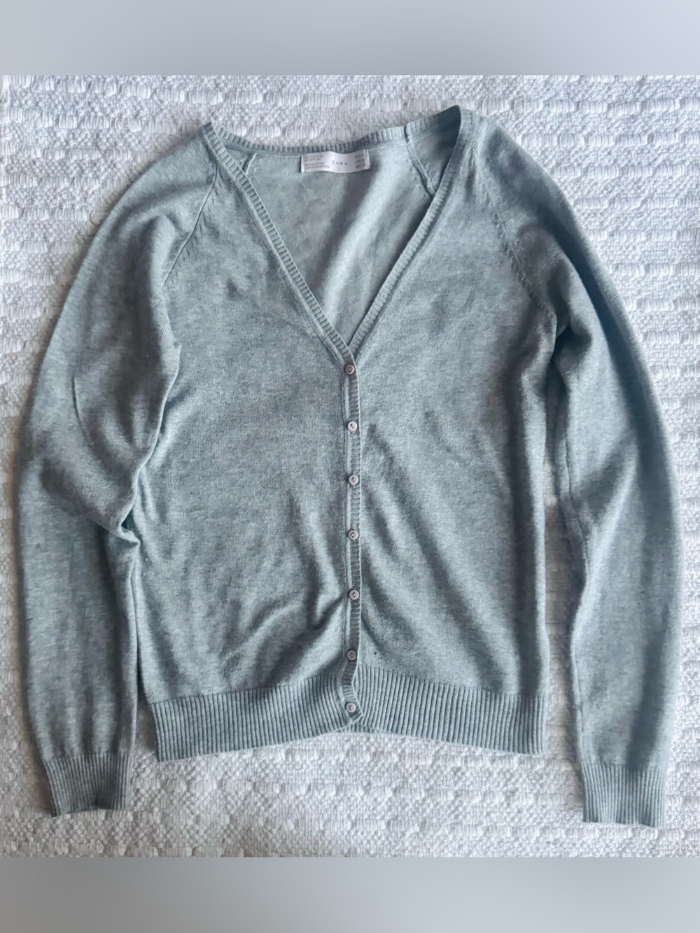 Zara Gray V-Neck Button Cardigan Sz M